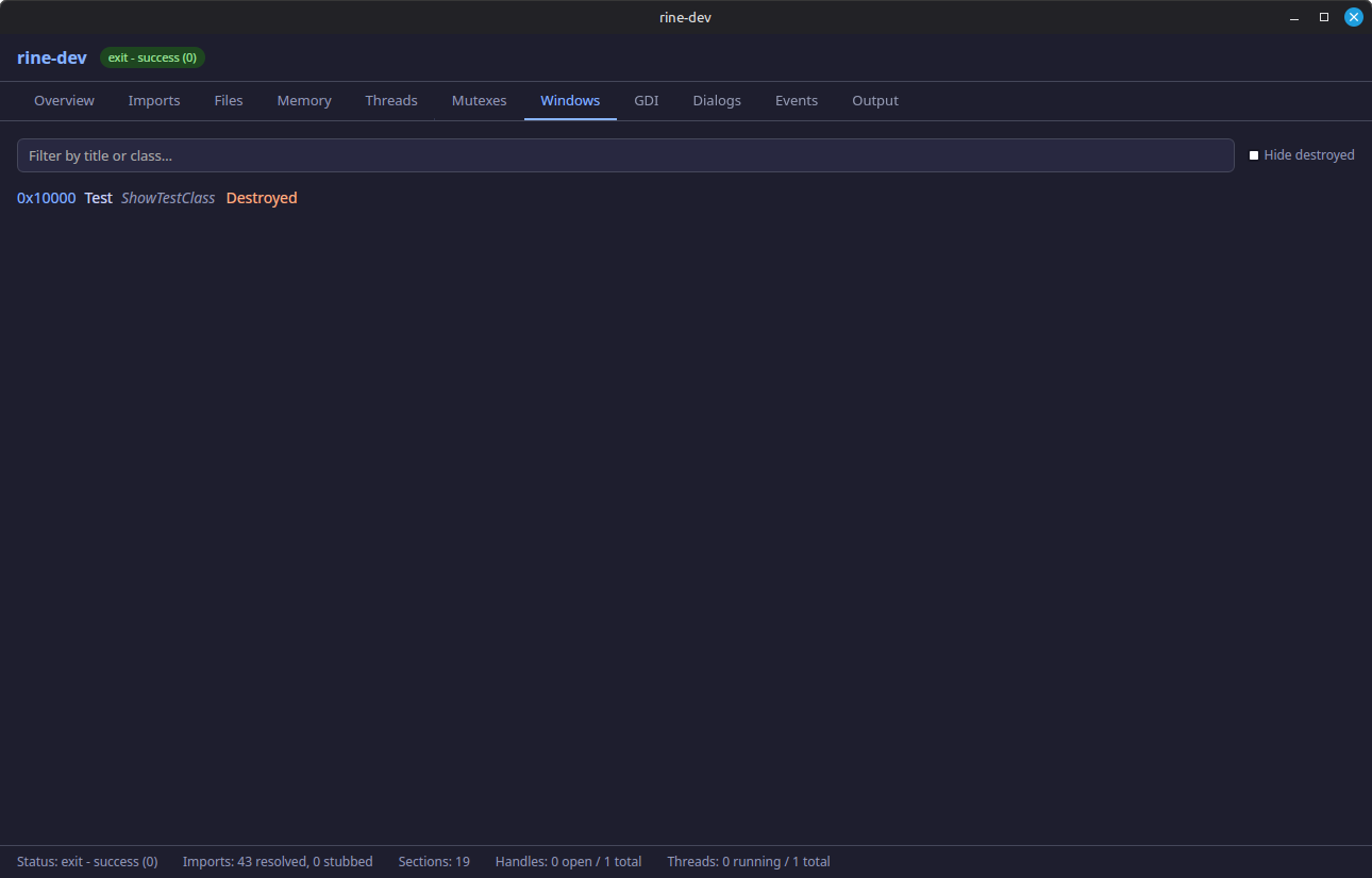 rine-dev Windows tab screenshot